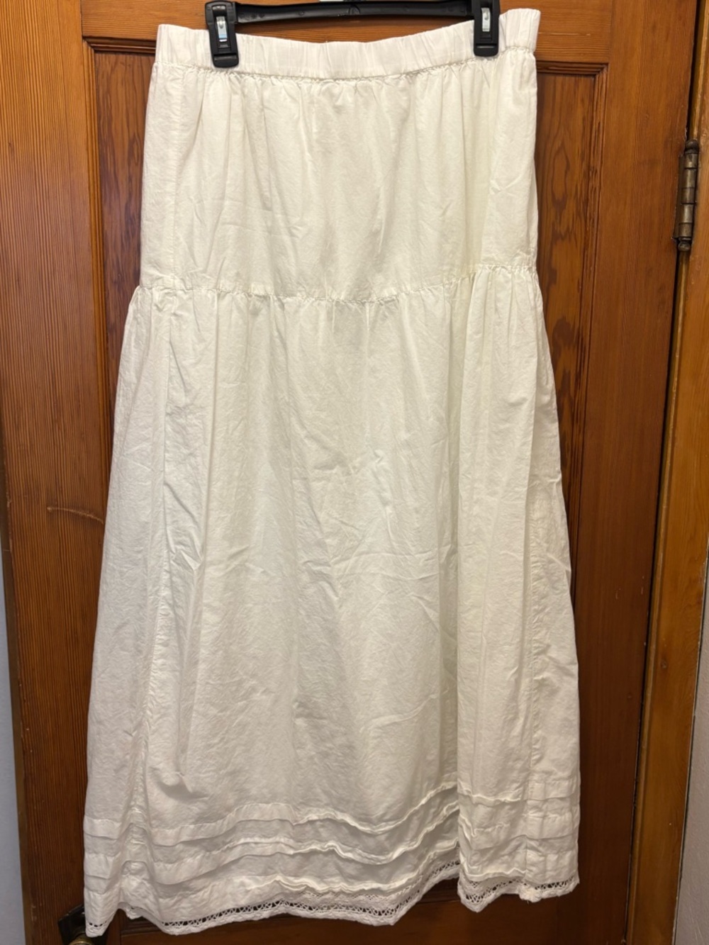 Old Navy White Tiered Maxi Skirt with Lace Trim